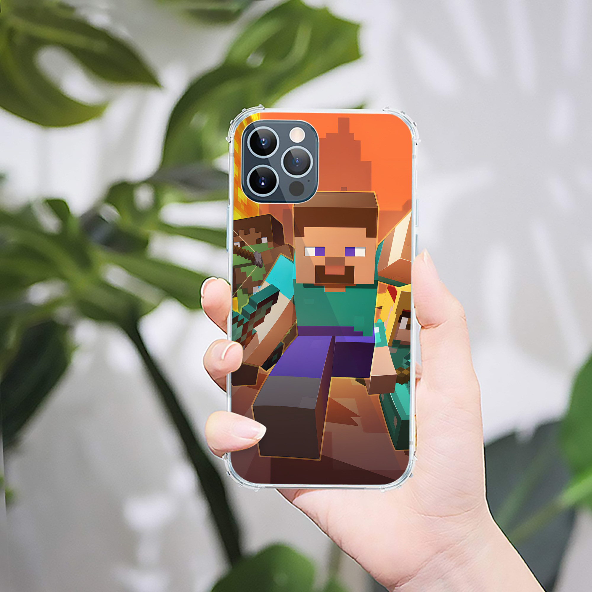 （画像用） マインクラフト ブロックの世界 Minecraft MC Block world 【iPhone 12シリーズ対応】透明スマホケース（クリアソフトケース）